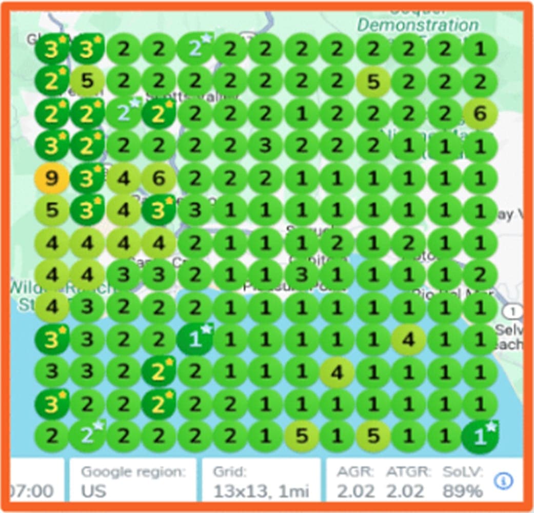 Ranked across the service area